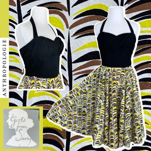 Anthropologie Girls from Savoy Retro 50s Summer Halter Dress Rockabilly PinUp - Picture 1 of 13
